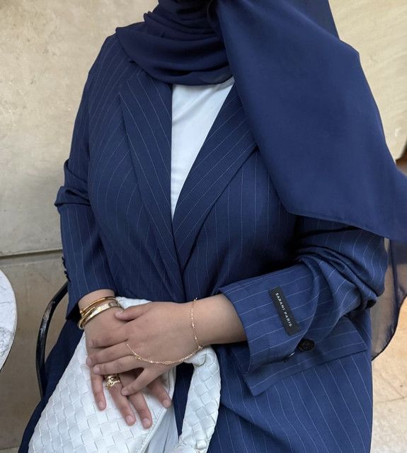Abaya Blazer Bleu Marine Rayé