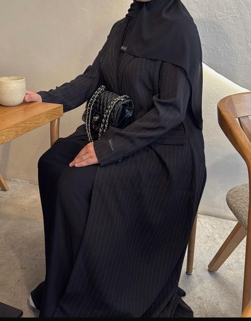 Abaya Blazer Rayé Noir