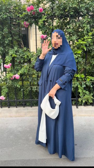 Abaya Blazer Bleu Marine Rayé