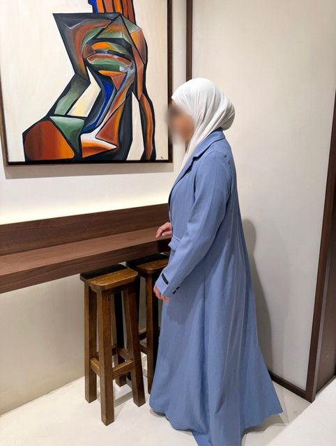 Abaya Blazer Bleu Clair Rayé